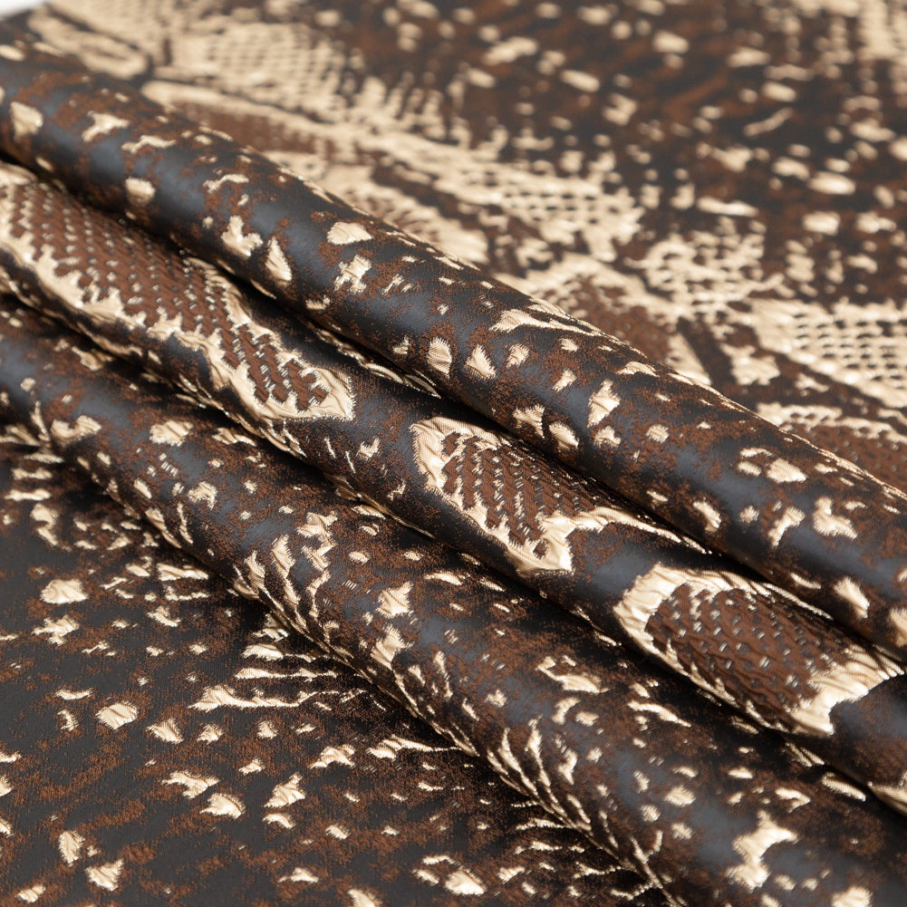 Metallic Gold Black and Brown Reptilian Luxury Brocade - Joann Fabrics