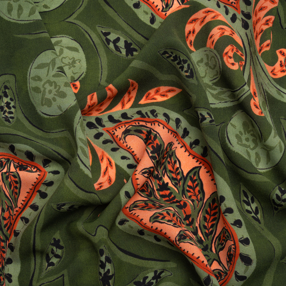 Mood Exclusive Green Bountiful Blooms Lightweight Polyester Crepe - Joann Fabrics