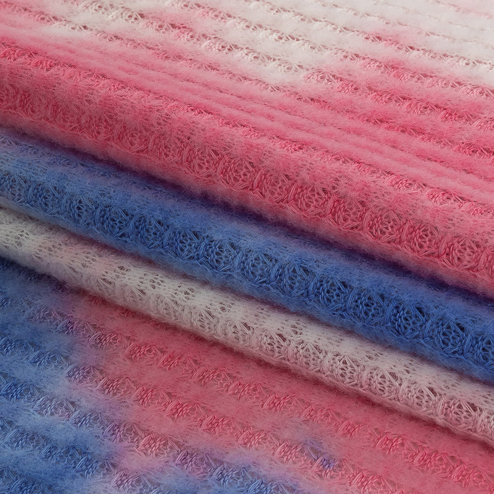 Pink, Blue and White Whisky Tie Dye Brushed Waffle Knit - Joann Fabrics