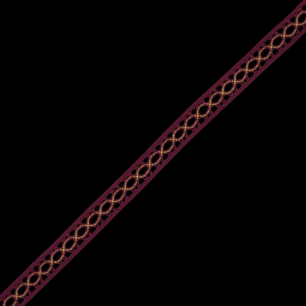 Dusty Rose and Yellow European Crochet Trim - 0.5