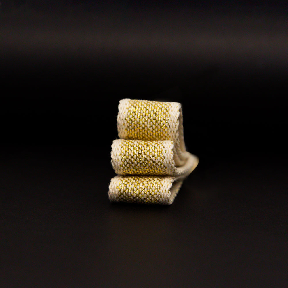 Italian Natural and Metallic Gold Woven Cotton Trimming - 1