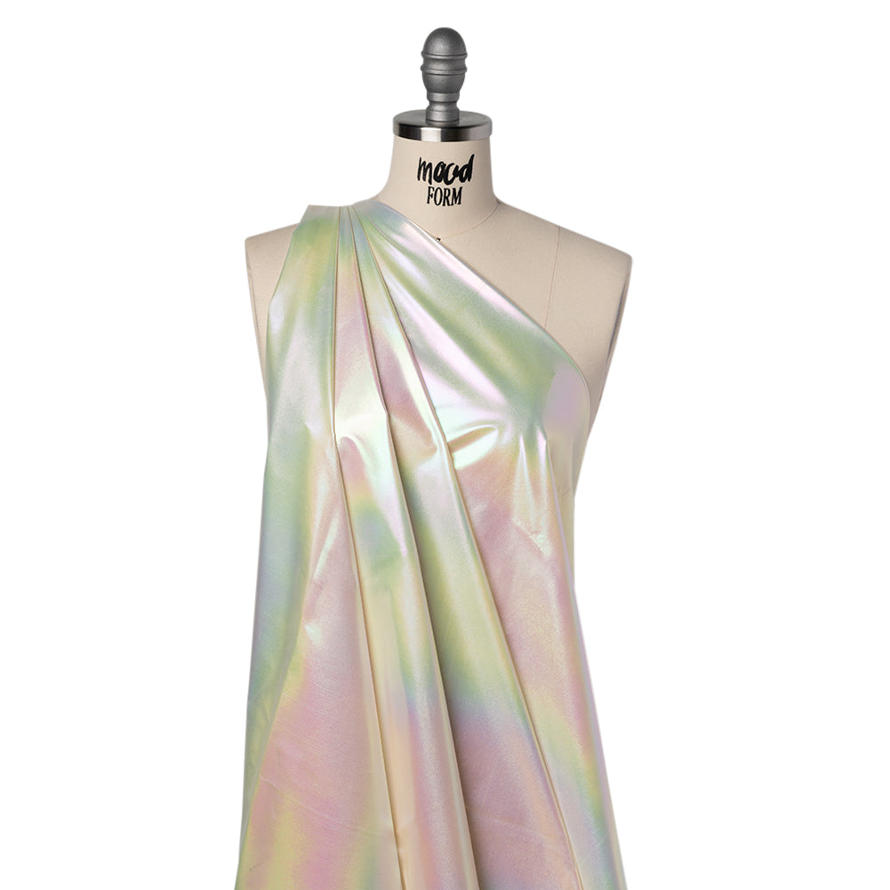 Metallic Lame Jacketing - Pastel Rainbow Ombre Stripe on Ivory - Inez Collection - Joann Fabrics
