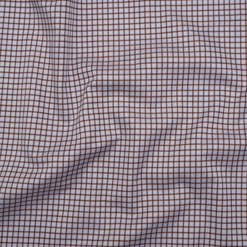 Cotton Twill Shirting Made in Italy - Pale Lavender and Brown Little Windowpane Check - Deadstock - Joann Fabrics