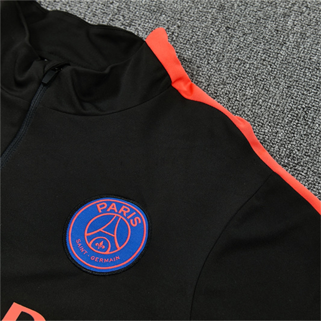 Paris Saint-Germain 26-27 Kids Long Sleeves Training Set - Black With Pink Top & Pants - UnitedFutballJersey