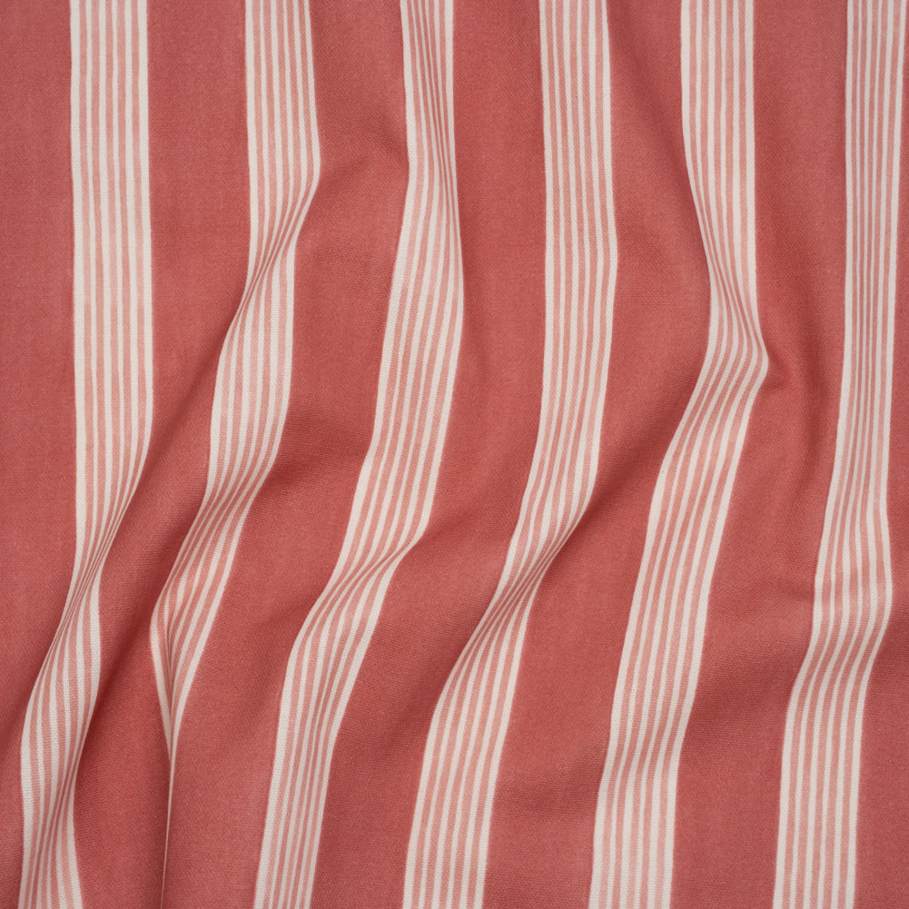 Brushed Cotton and Linen Canvas - Raspberry Stripes - British Imported - Joann Fabrics