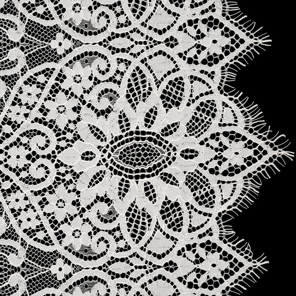 Corded Lace with Finished Edges - Ivory Fanciful Floral Ogees - Joann Fabrics