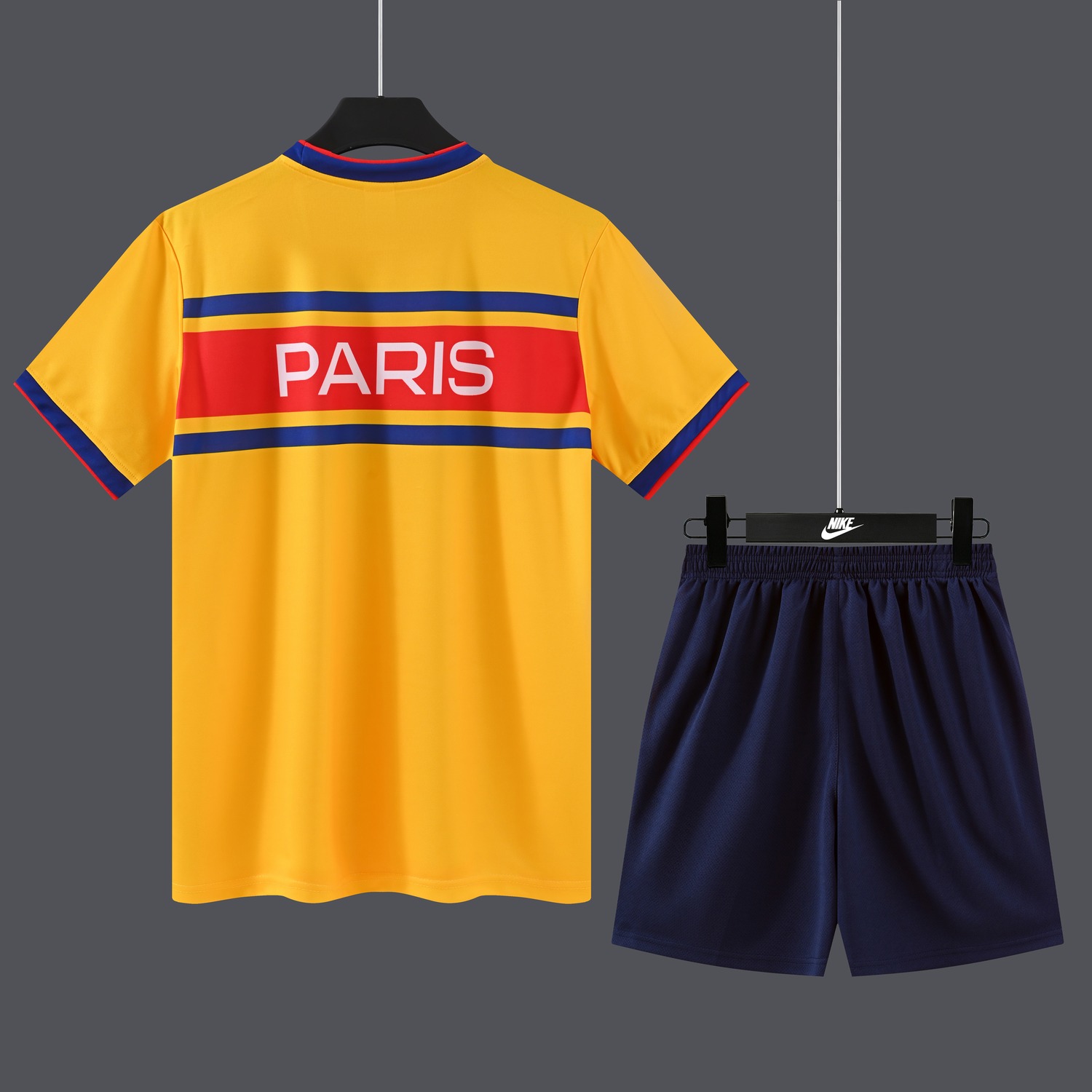 Paris Saint-Germain PSG 26-27 Yellow Red Blue Special Short-Sleeve Training Set - Yellow Top & Deep Blue Shorts - UnitedFutballJersey