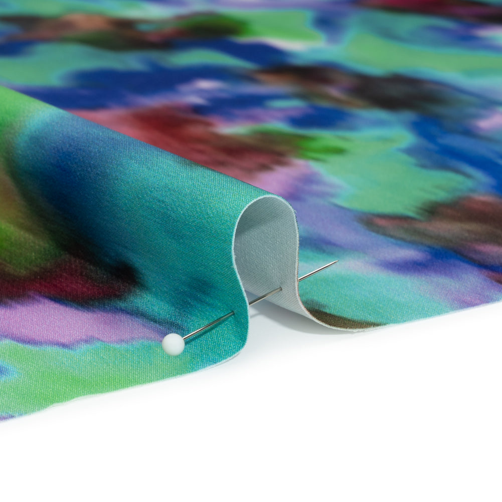 Stretch Polyester Woven Print - Green, Blue and Brown Abstract - Mood Exclusive Spinning World - Joann Fabrics