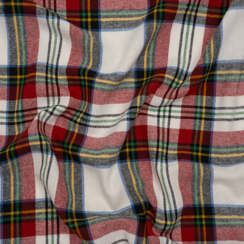 Yarn-Dyed Cotton Twill Flannel - White, Red and Green Plaid - Joann Fabrics