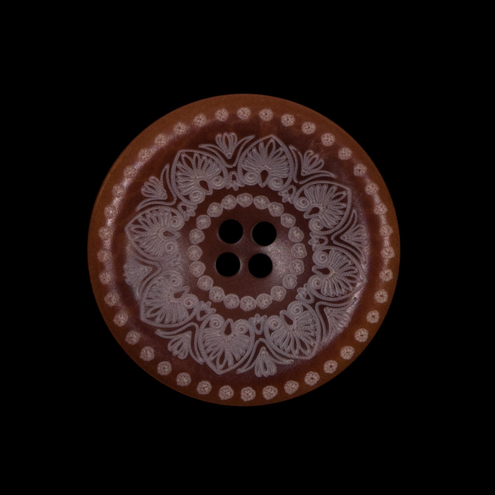 Italian Brown and White Etched Plastic Button - 40L/25.5mm - Joann Fabrics