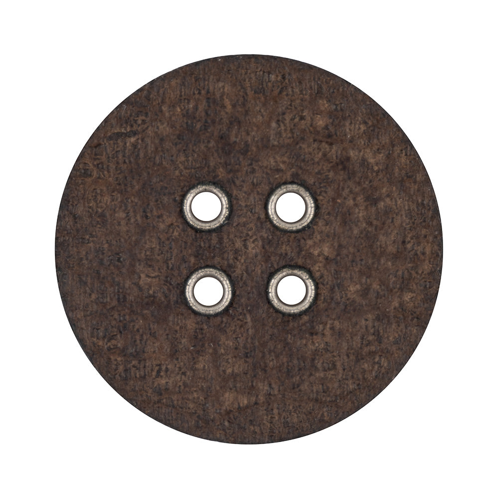 Italian Dark Brown and Shiny Silver Metal 4-Hole Leather Button - 52L/33mm - Joann Fabrics