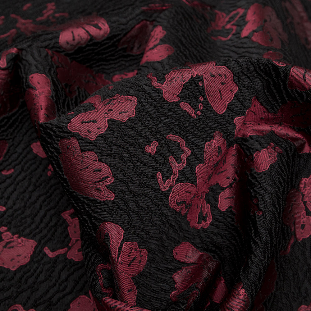 Metallic Black and Rhododendron Floral Luxury Brocade - Joann Fabrics