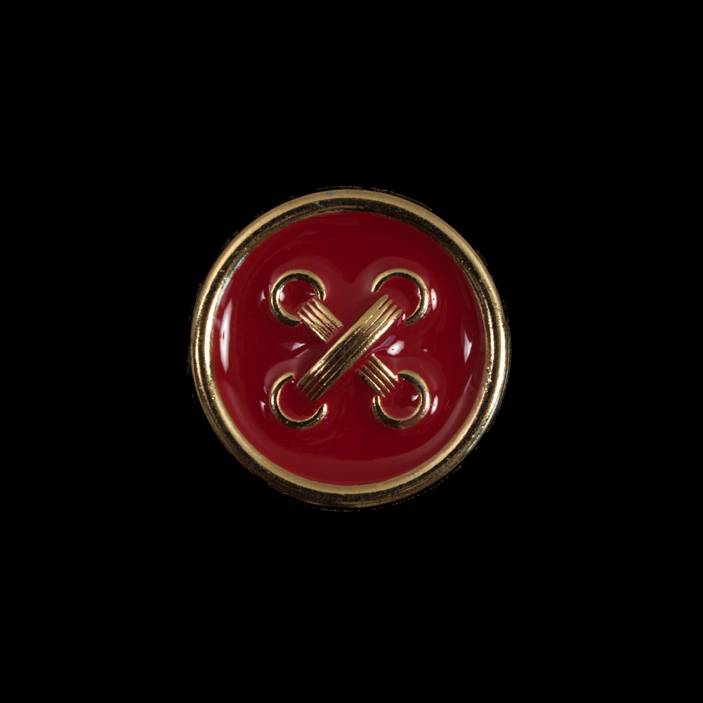 Italian Red and Gold Metal Button - 32L/20mm - Joann Fabrics