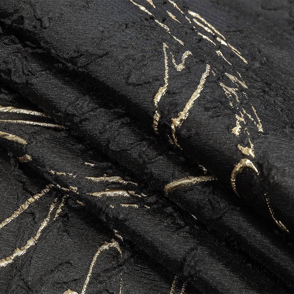 Metallic Gold and Black Floral Silhouettes Luxury Brocade - Joann Fabrics