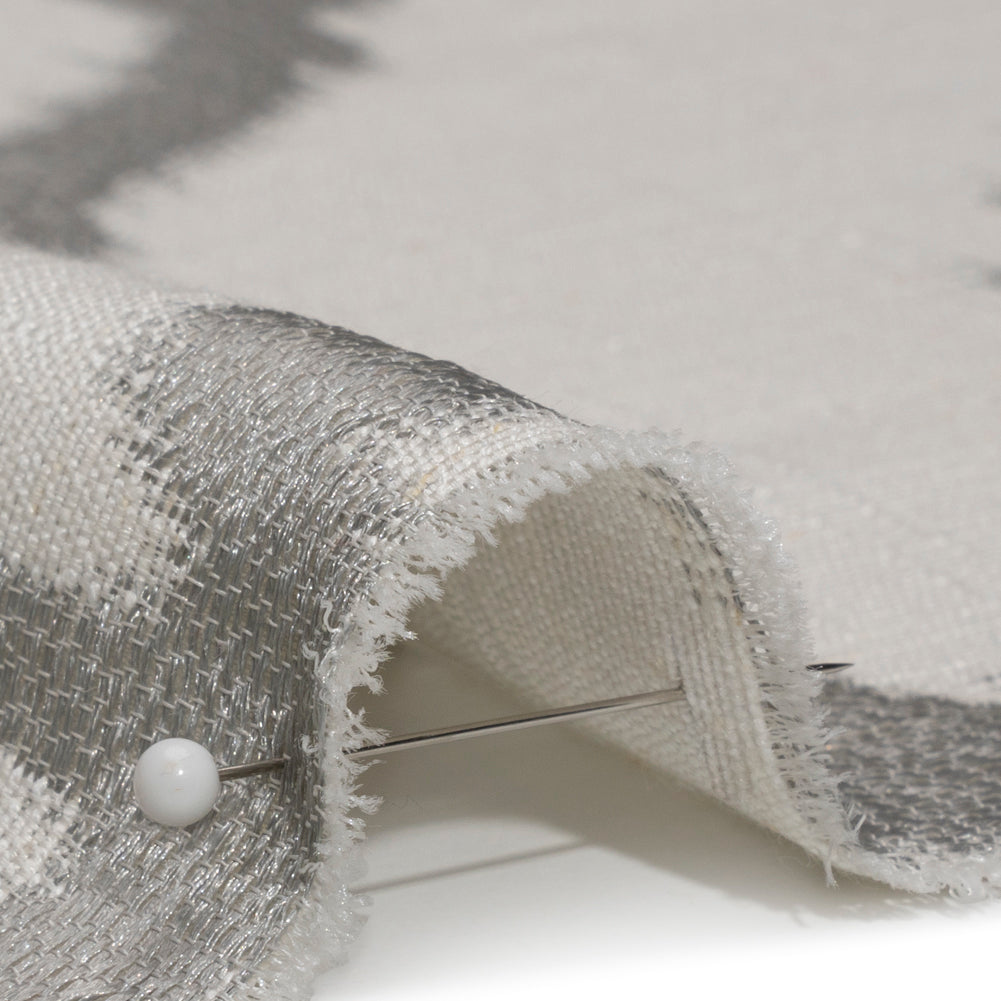 White and Silver Geometric Ikat Viscose, Polyester and Linen Drapery Jacquard - Joann Fabrics