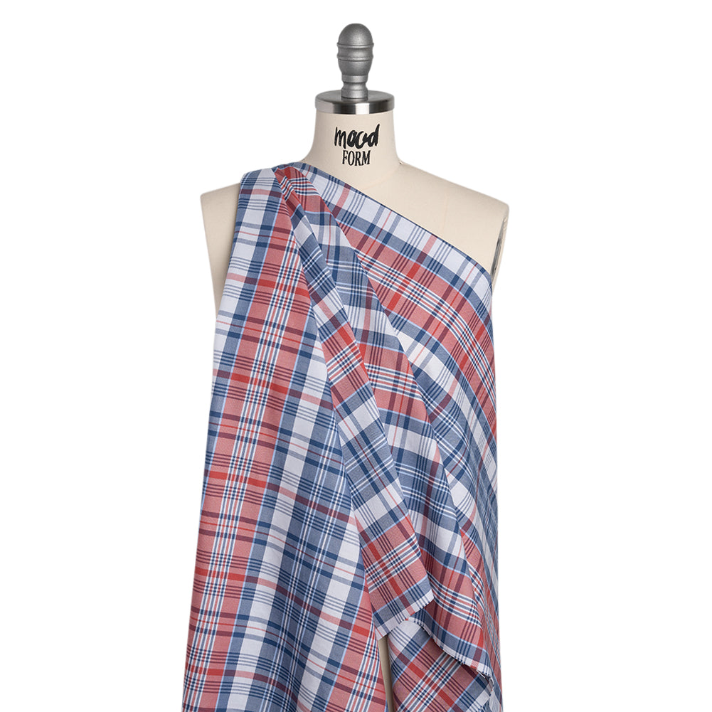 Cotton Oxford Shirting - Red, Blue and White Plaid - Deadstock - Joann Fabrics