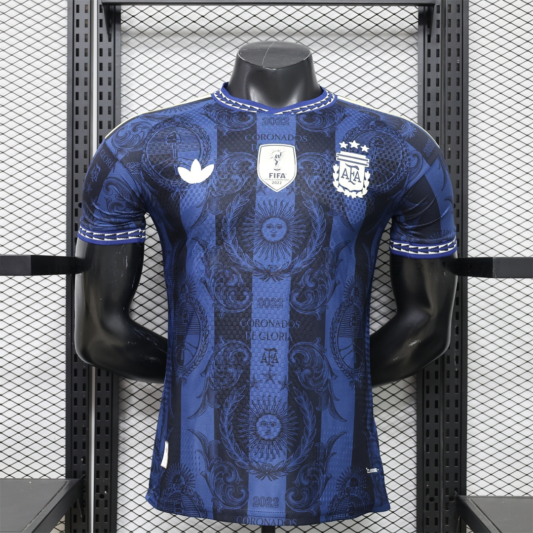 Argentina 2026 Dark Blue And Black Pattern Sun Special Edition Jersey - Player Version - UnitedFutballJersey