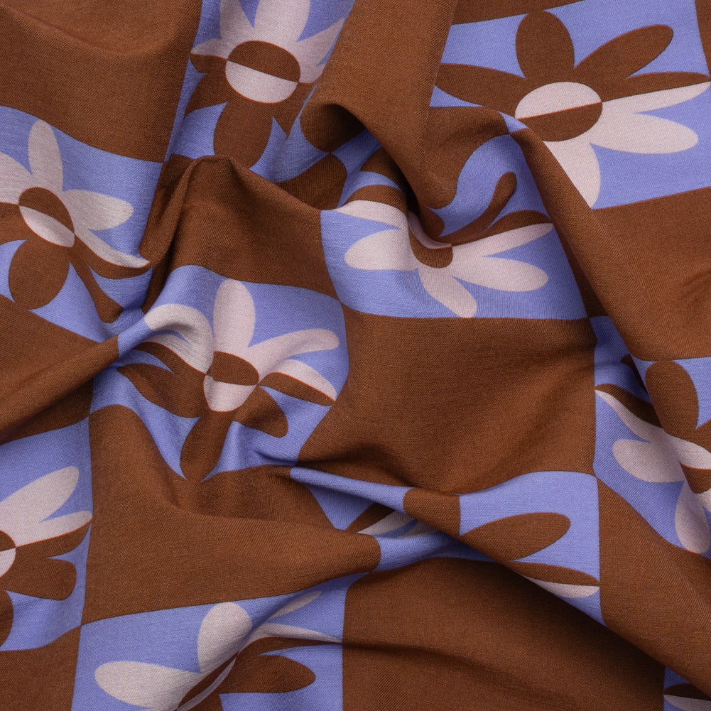 Mood Exclusive Brown Check Yourself Stretch Viscose and Polyamide Twill - Joann Fabrics