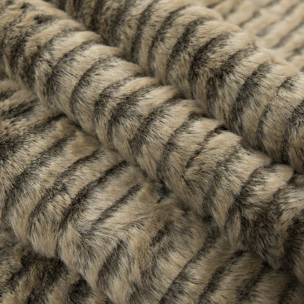 Beige/Gray Striped Faux Fur - Joann Fabrics