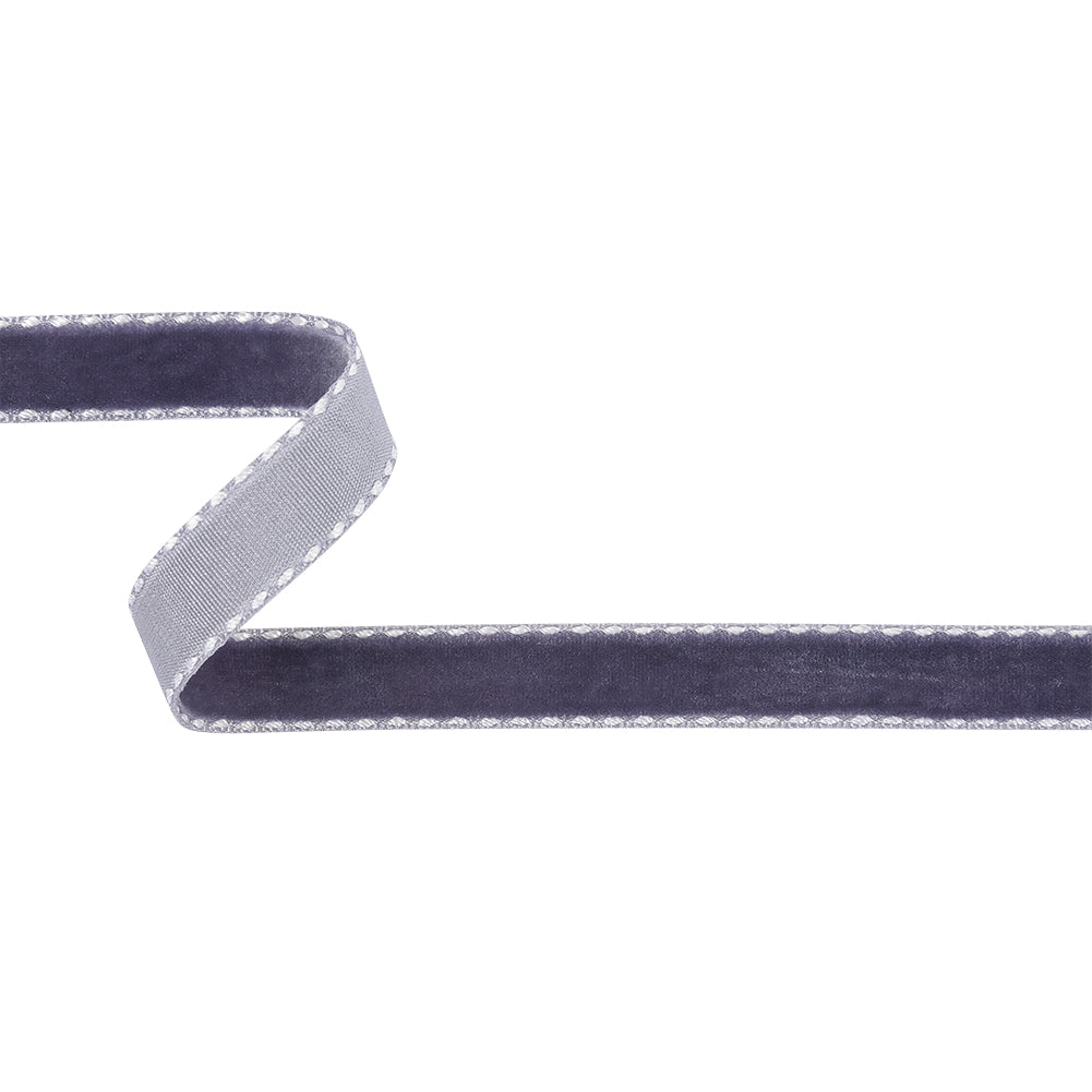 Faded Purple and White Side-Stitched Velvet Ribbon - 0.5