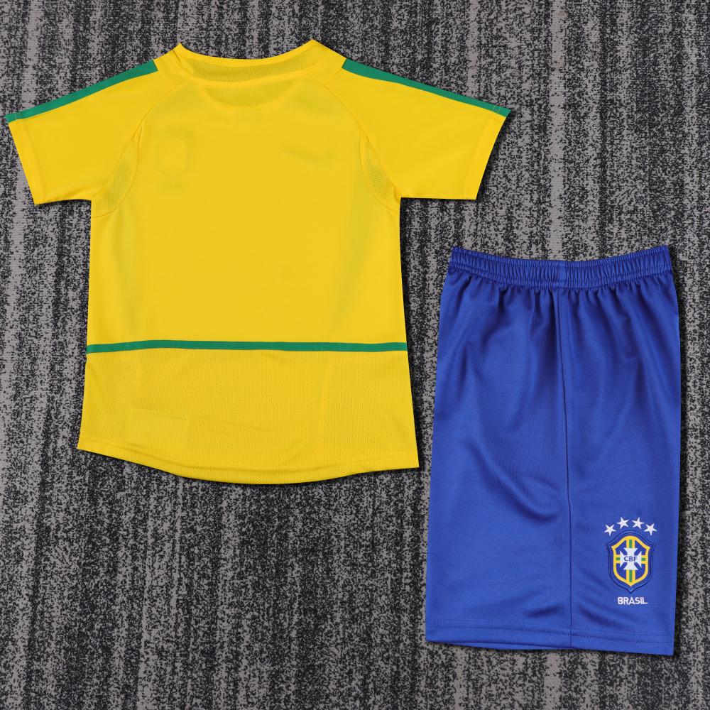 2002 Retro Brazil Home Football Shirt 1:1 Thai Quality Kids Size