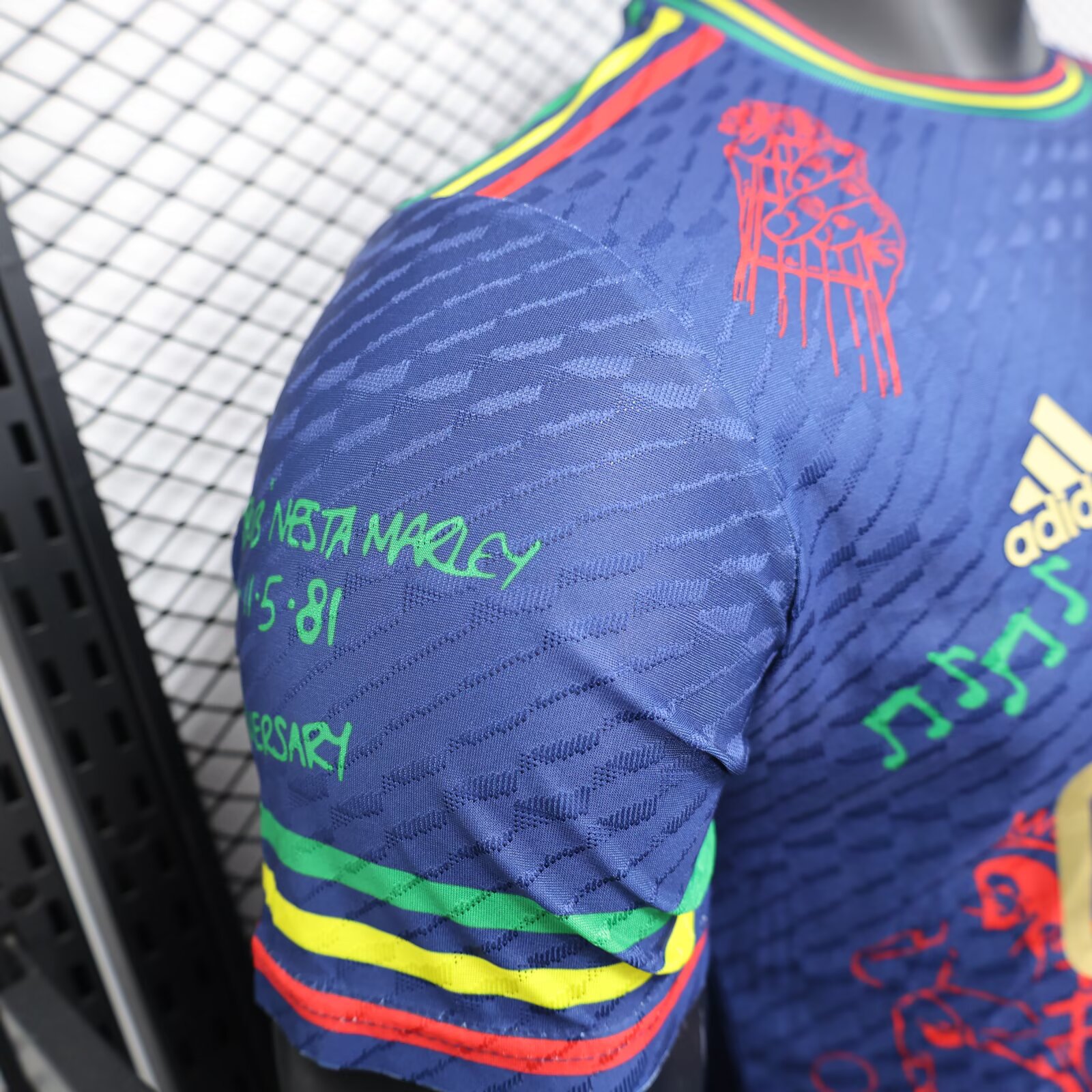 2025/2026 Player Version Ajax Doodle Plate Royal Blue Football Jersey 1:1 Thai Quality