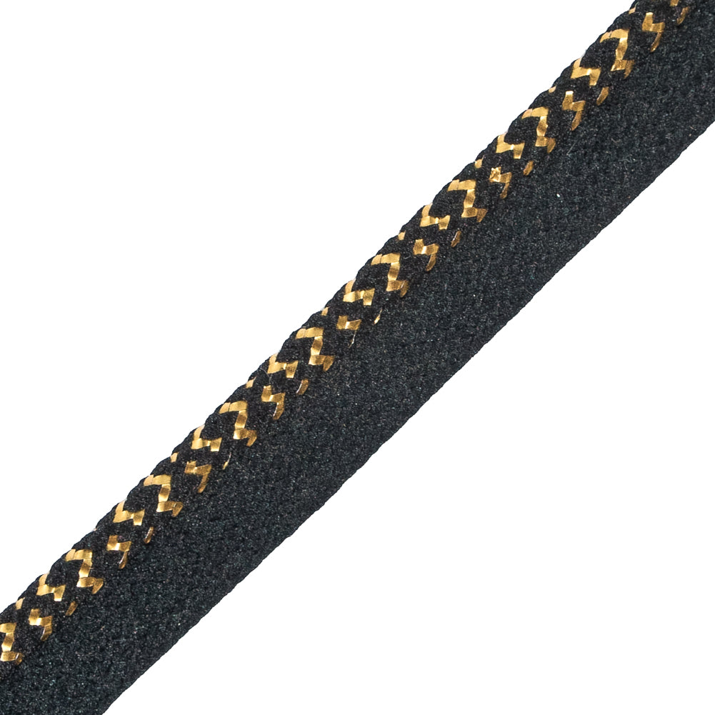 Metallic Gold and Black Braided Cord with Black Lip - 0.5