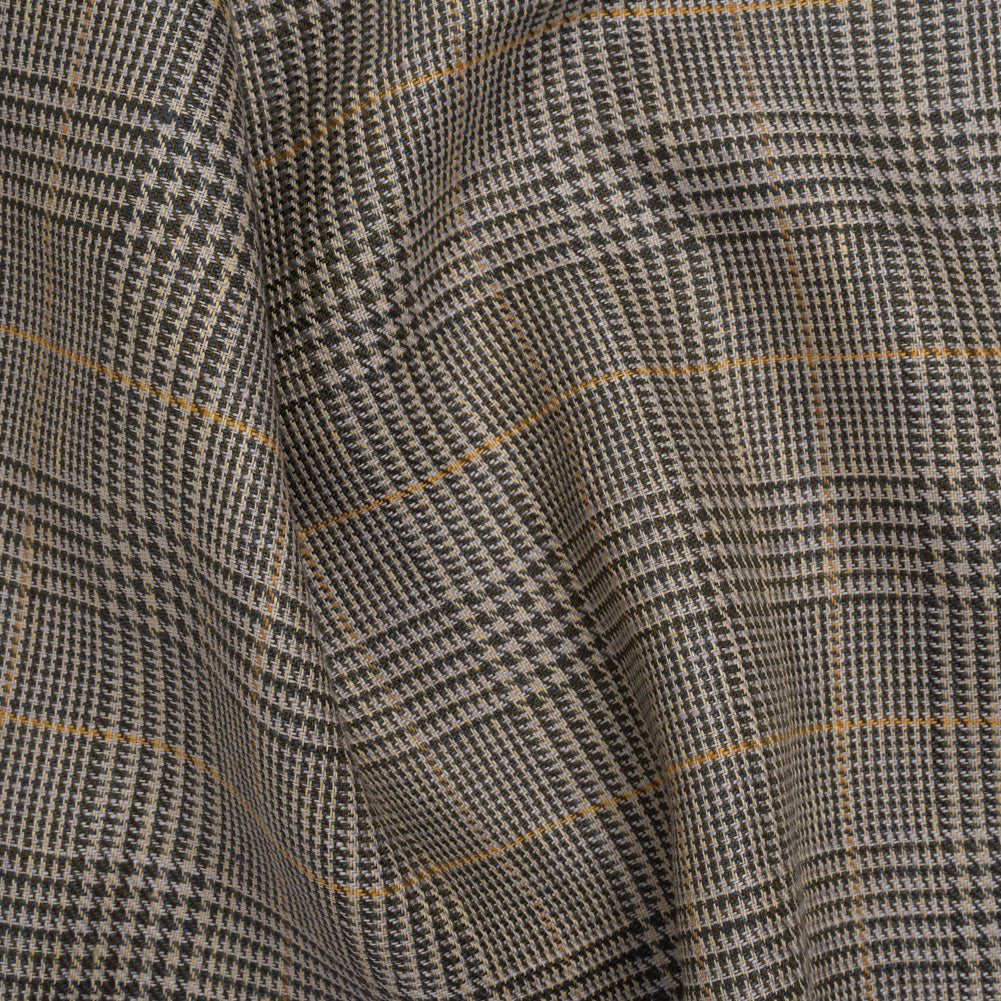 Linen Twill - Dark Olive, Pale Blue and Yellow Ochre Glen Plaid - Joann Fabrics