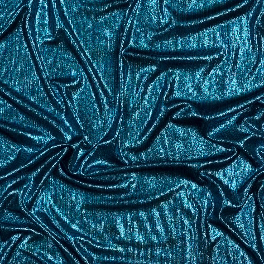 Textured All-Over Foil Knit - Metallic Teal - Lizabet Collection - Joann Fabrics