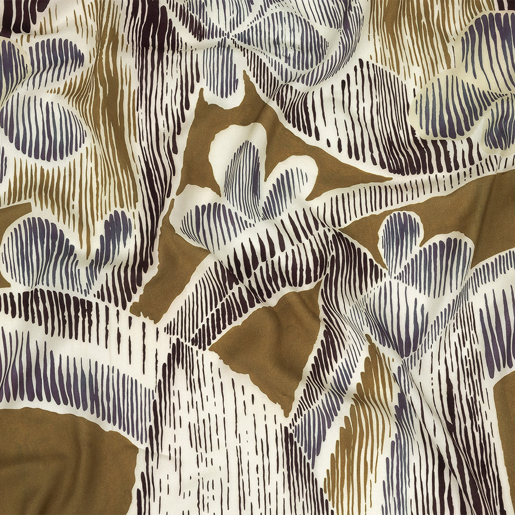 Viscose Twill Panel - Navy and Olive Abstracted Floral - Mood Exclusive Texture Transverse - Joann Fabrics