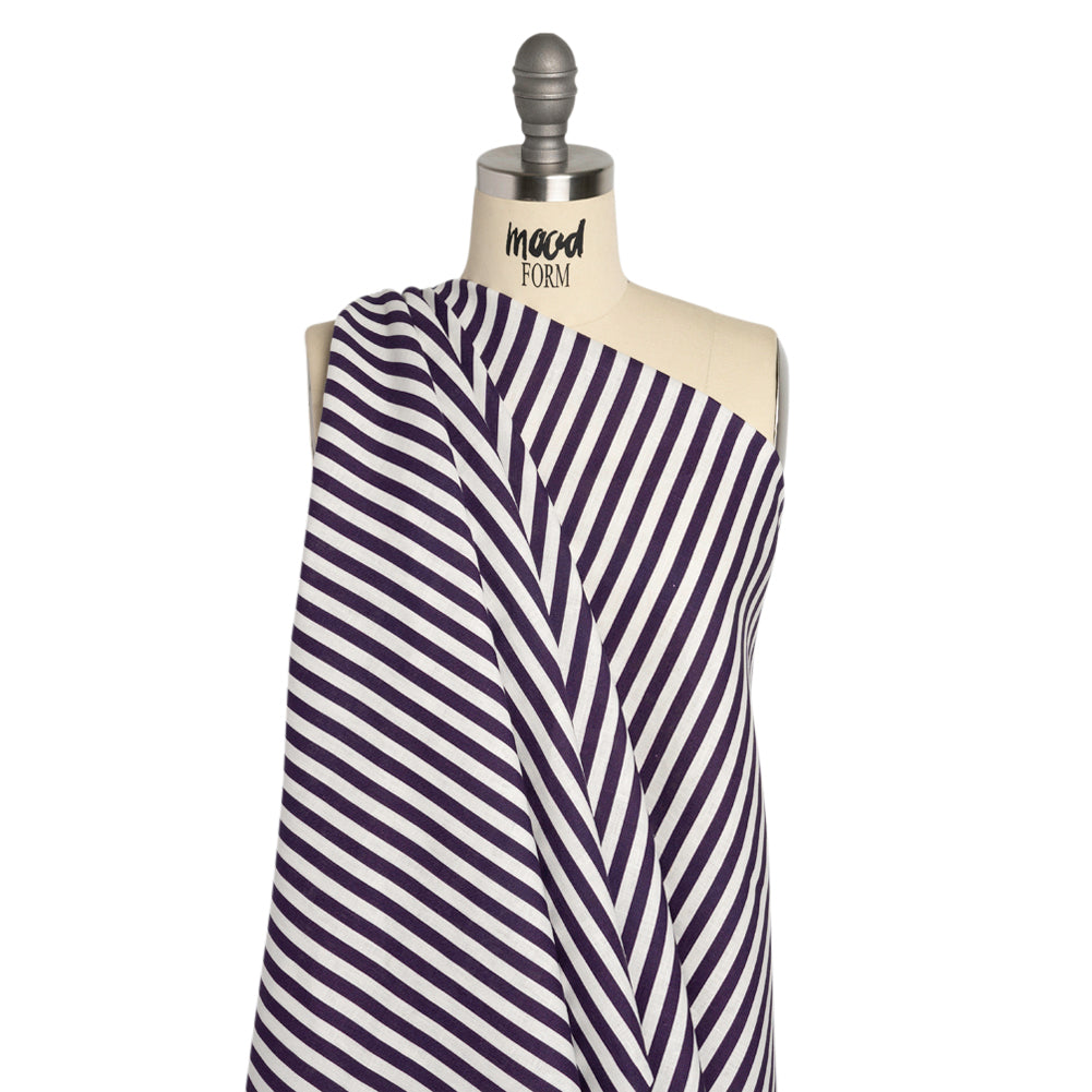 Medium Weight Linen Woven - Eggplant Stripes - Lydia Collection - Joann Fabrics