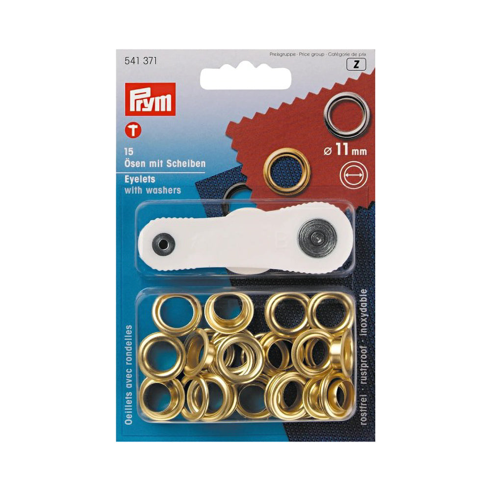 Prym Eyelets with Washers with Tools - Gold 11mm - 15pc - Joann Fabrics