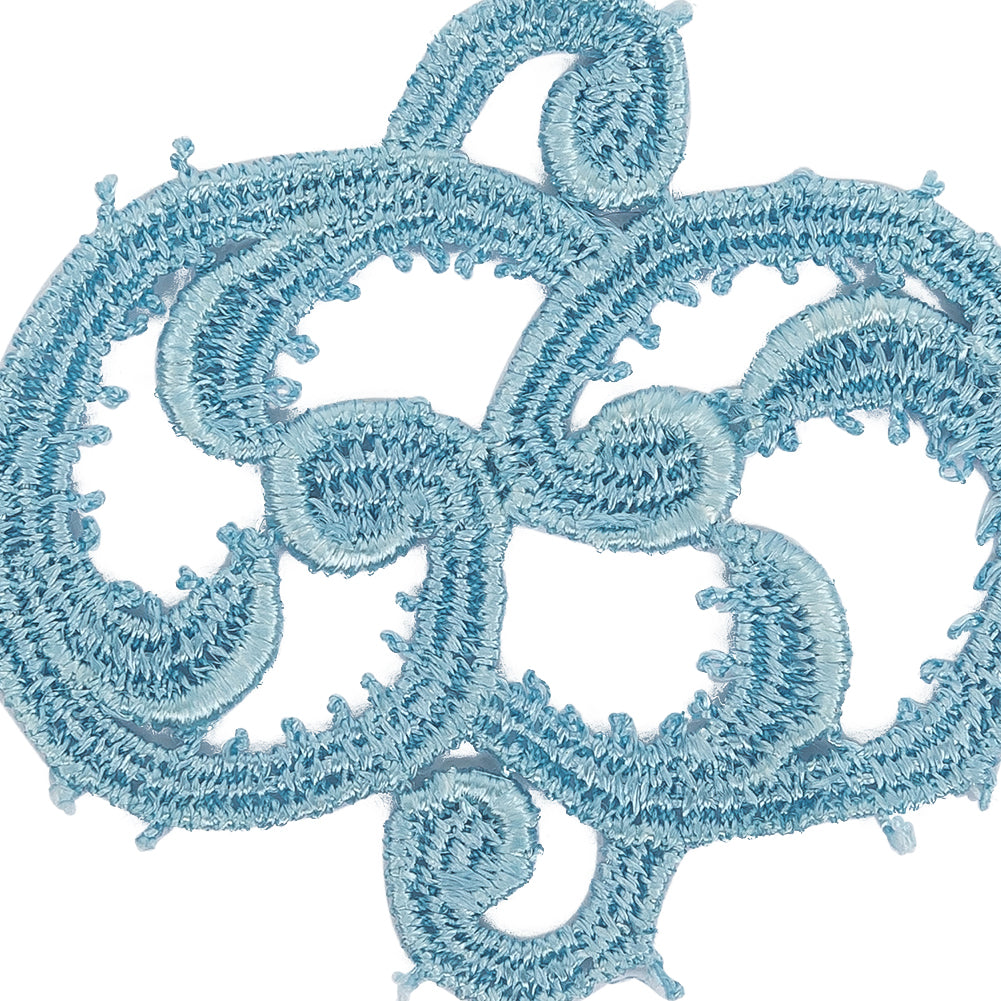 Winter Sky Blue Scroll Rayon Blend Applique - 3.125