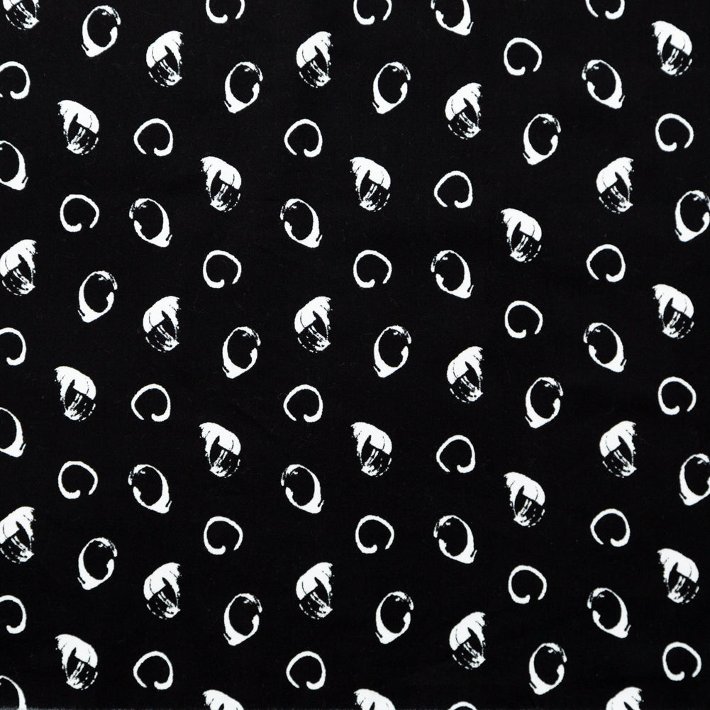 Italian Black and White Printed Stretch Brushed Cotton Twill - Joann Fabrics