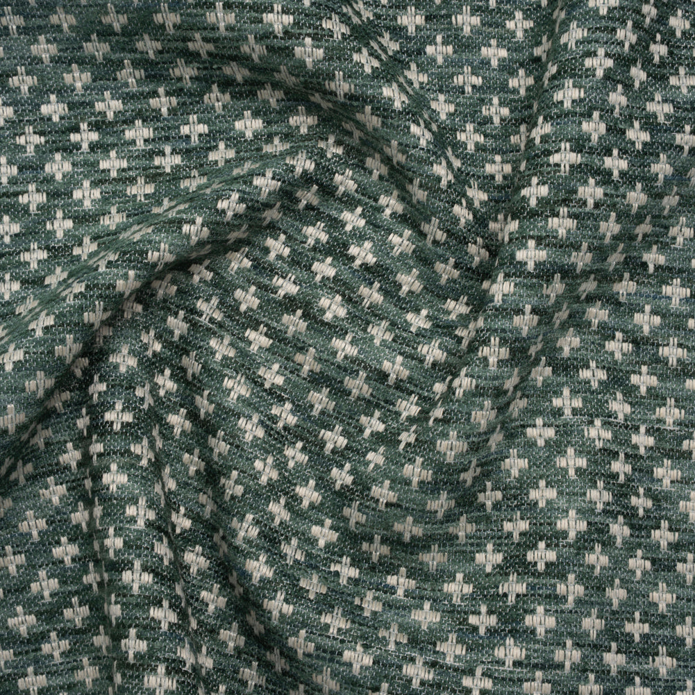 Polyester Boucle Home Decor Jacquard - Teal Plus Signs - British Imported - Joann Fabrics