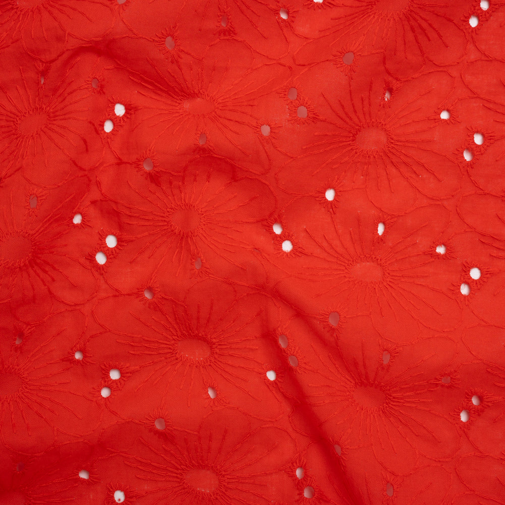 Embroidered Eyelet Cotton Voile - Red All-Over Flowers - Naomi Collection - Joann Fabrics