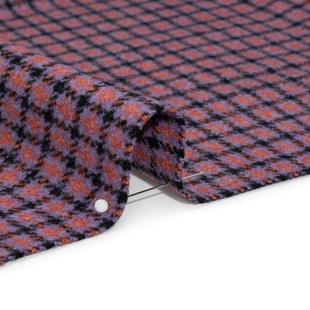 Purple, Orange and Black Tattersall Check Brushed Wool Blend Twill Coating - Joann Fabrics