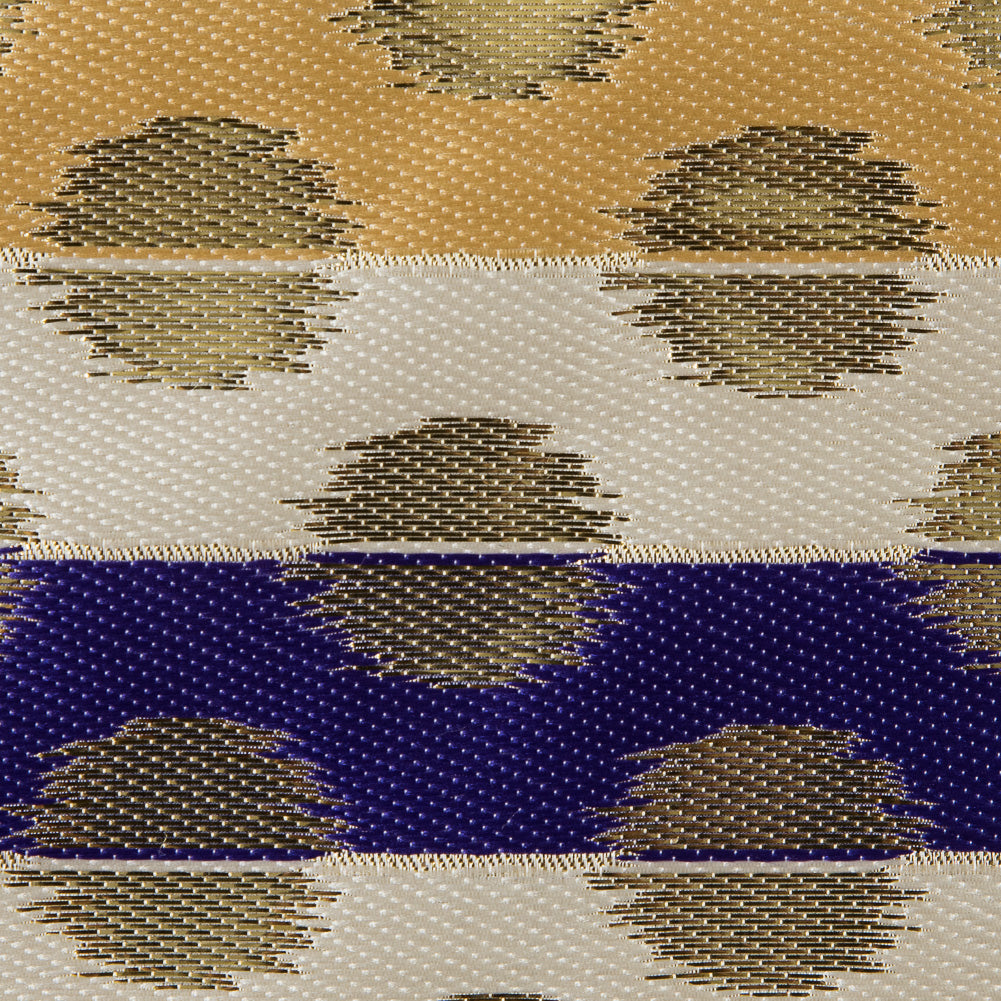 Deep Blue, Jasmine Green and Metallic Gold Polka Dotted and Striped Brocade - Joann Fabrics