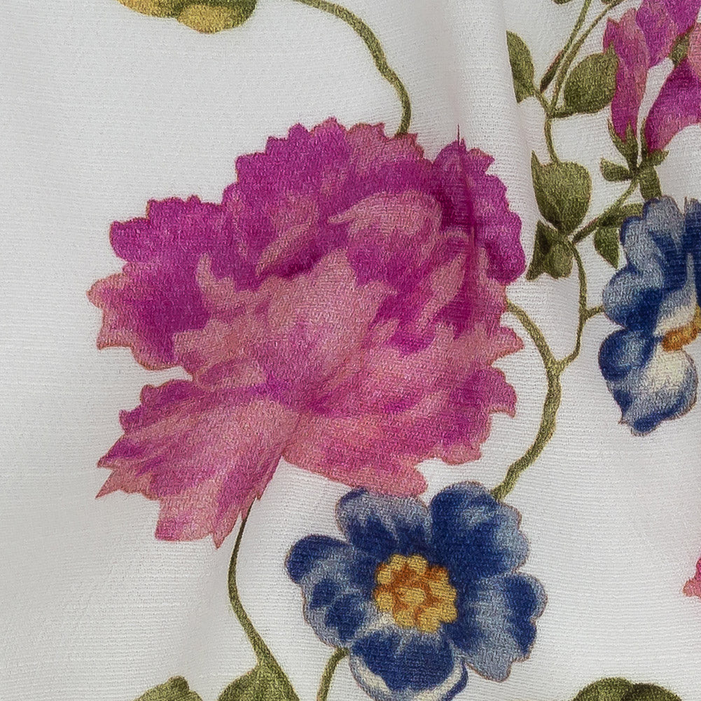 Gauzy Viscose Crepe Print - White, Pink and Yellow Floral - Mood Exclusive Flores de la Toscana - Joann Fabrics