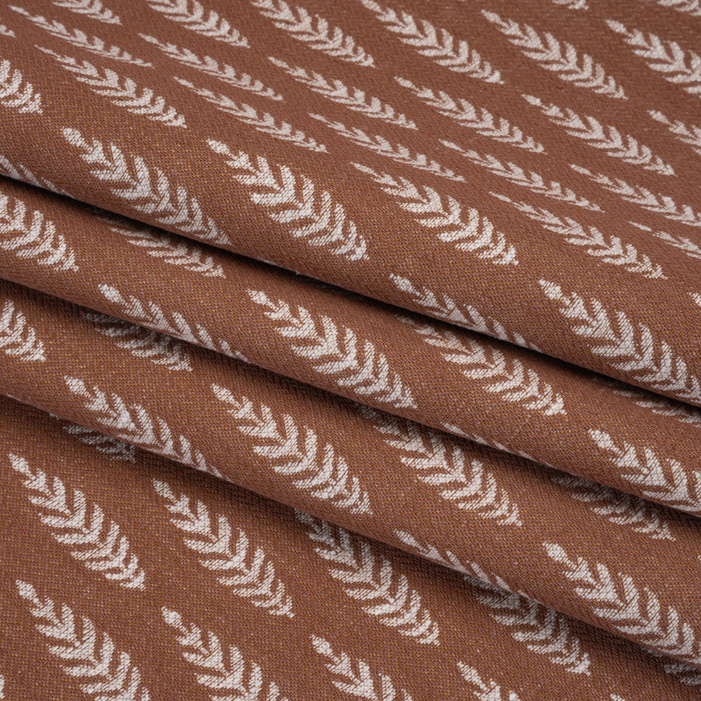 Recycled Polyester and Cotton Jacquard - Rosewood Lines of Leaves - British Imported - Joann Fabrics