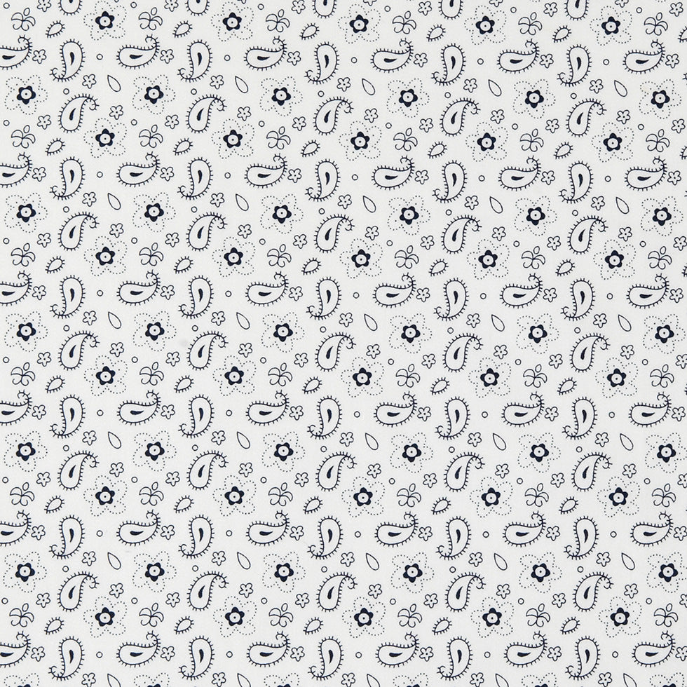 White/Navy Paisley Combed Cotton Sateen - Joann Fabrics
