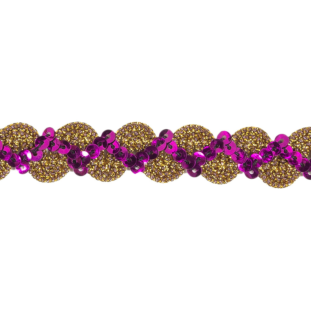 Metallic Purple and Gold Zig Zag Sequins Ric Rac Trim - 0.625