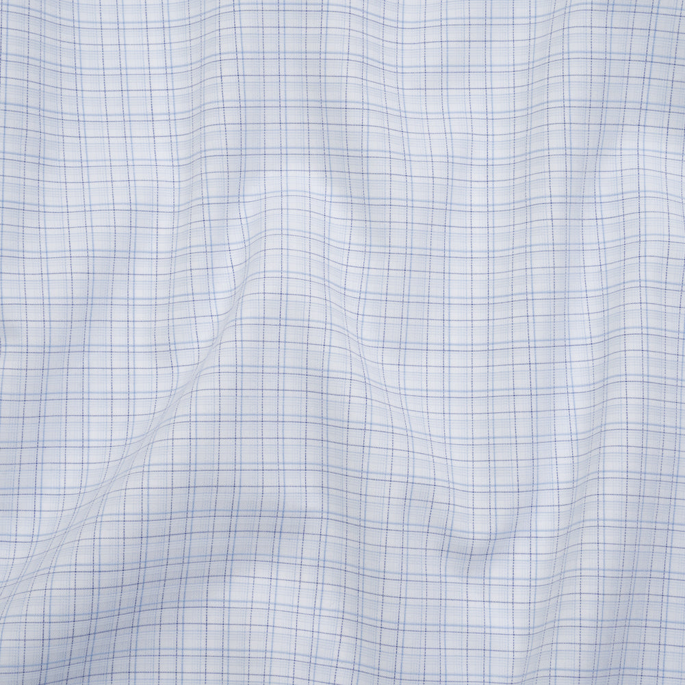 Cotton Shirting - Navy, Light Blue and White Fine Line Plaid - Deadstock - Joann Fabrics