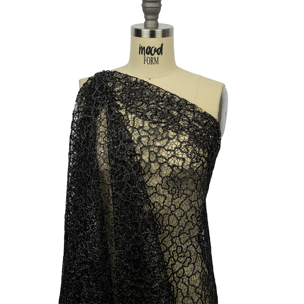Guipure Lace with Glitter - Black Meandering Lines - Joann Fabrics