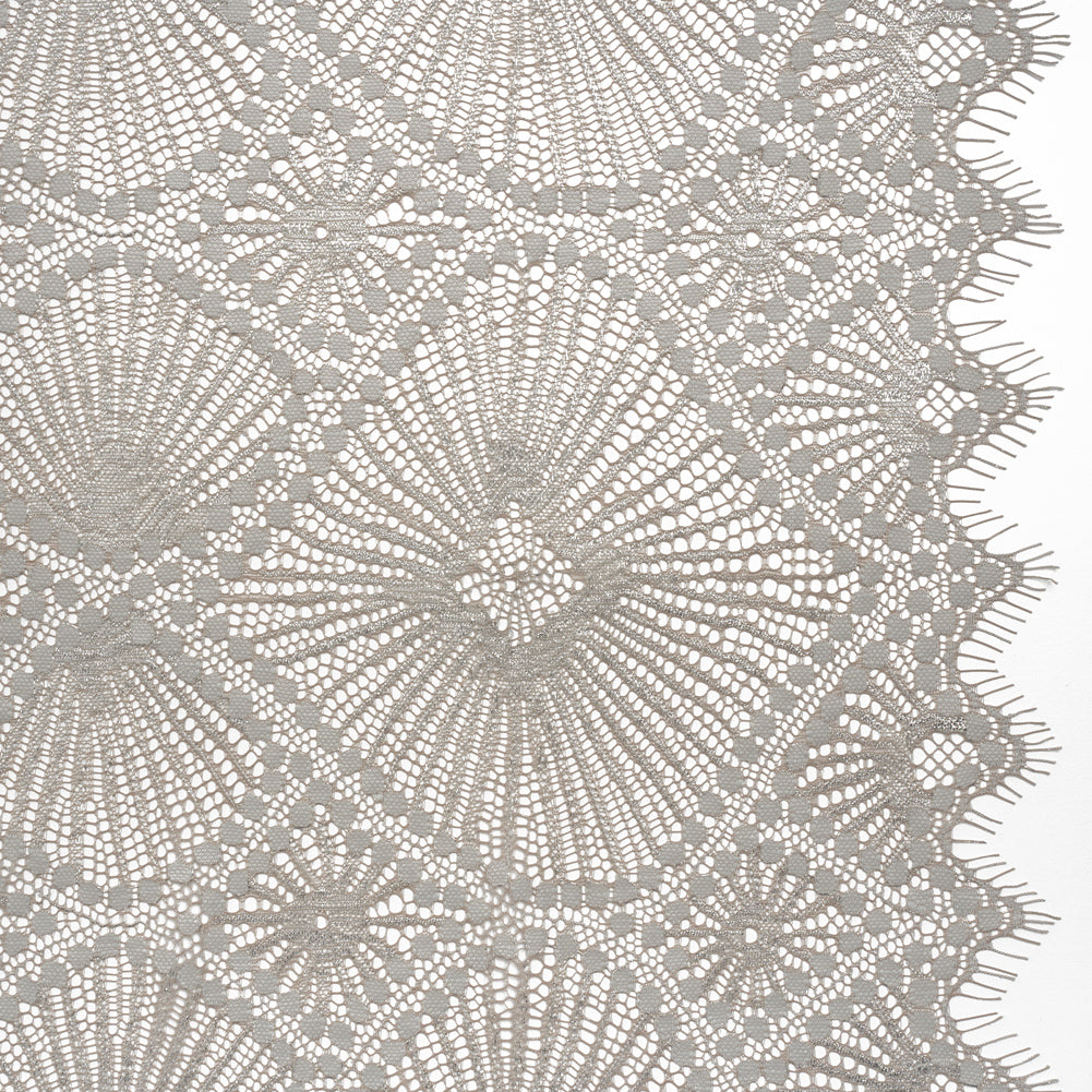 Metallic Raschel Lace Panel with Finished Edges - Sandstone Gray and Silver Sun Ray Ogees - Joann Fabrics