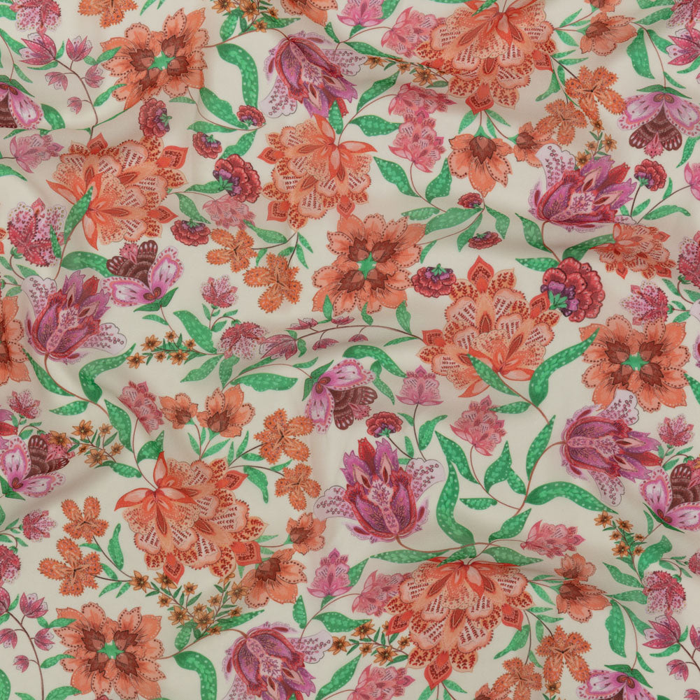 Viscose Georgette - Pink and Orange Floral - Lennox Estate Print - Mood Exclusive Gisele Collection - Joann Fabrics