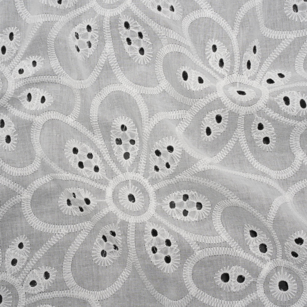 Embroidered Eyelet Cotton Voile - White Big Flowers - Naomi Collection - Joann Fabrics