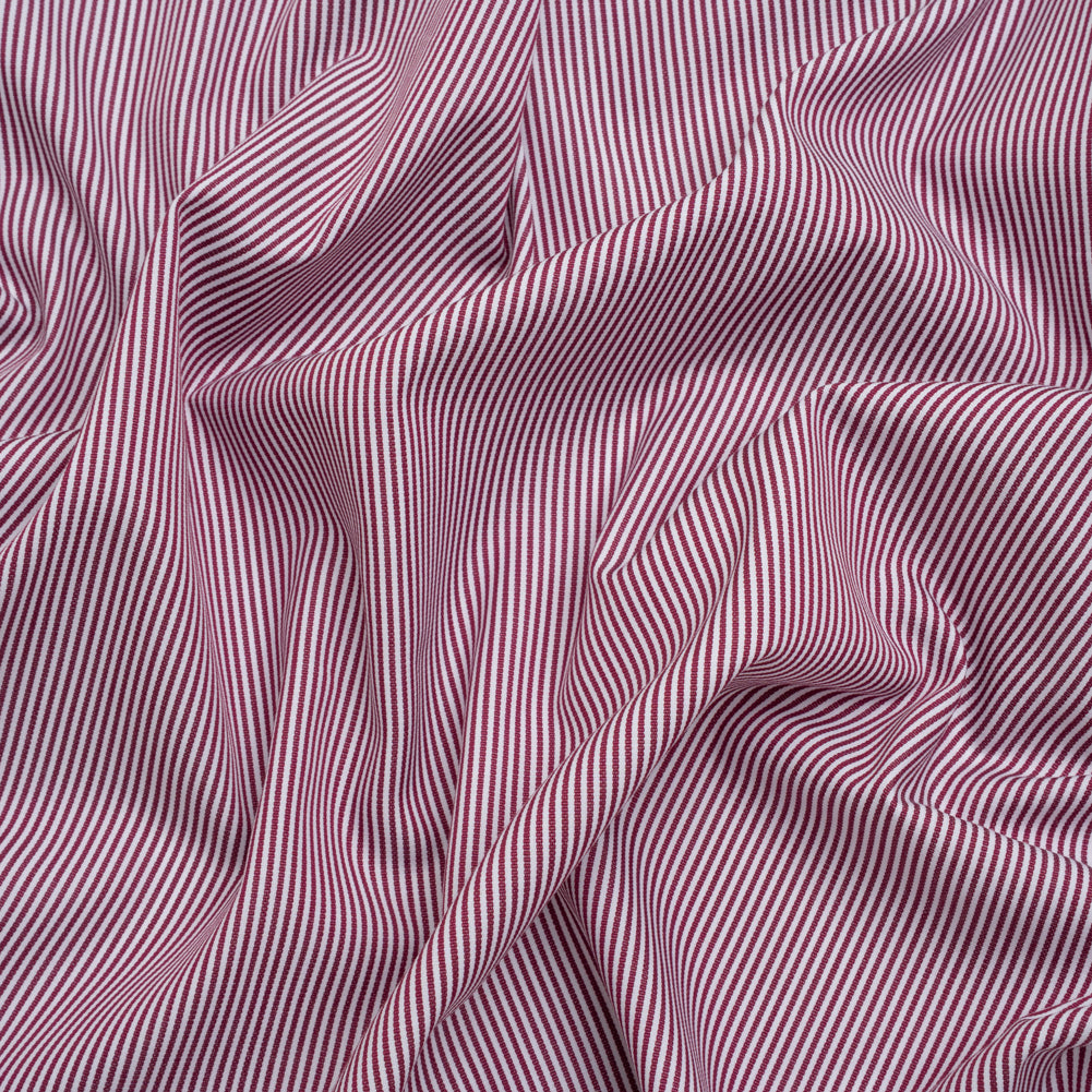 Cotton Shirting - Maroon and White Candy Stripes - Deadstock - Joann Fabrics