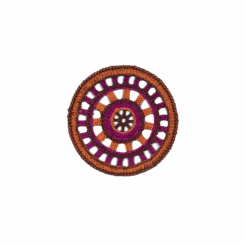 Orange and Magenta Wheel Sew-on Applique - 2.75