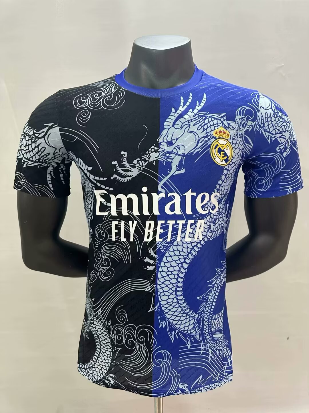 2025/2026 Player Version Real Madrid Dragon pattern Blue And Black Football Jersey 1:1 Thai quality